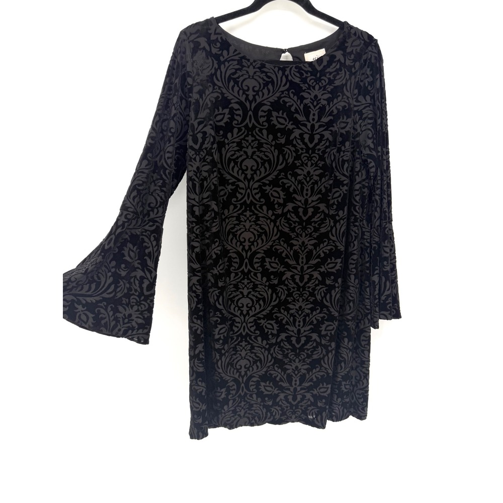 ECI Burnout Velvet Shift Dress Large Black Whimsigoth Fairy Dark Academia Witchy